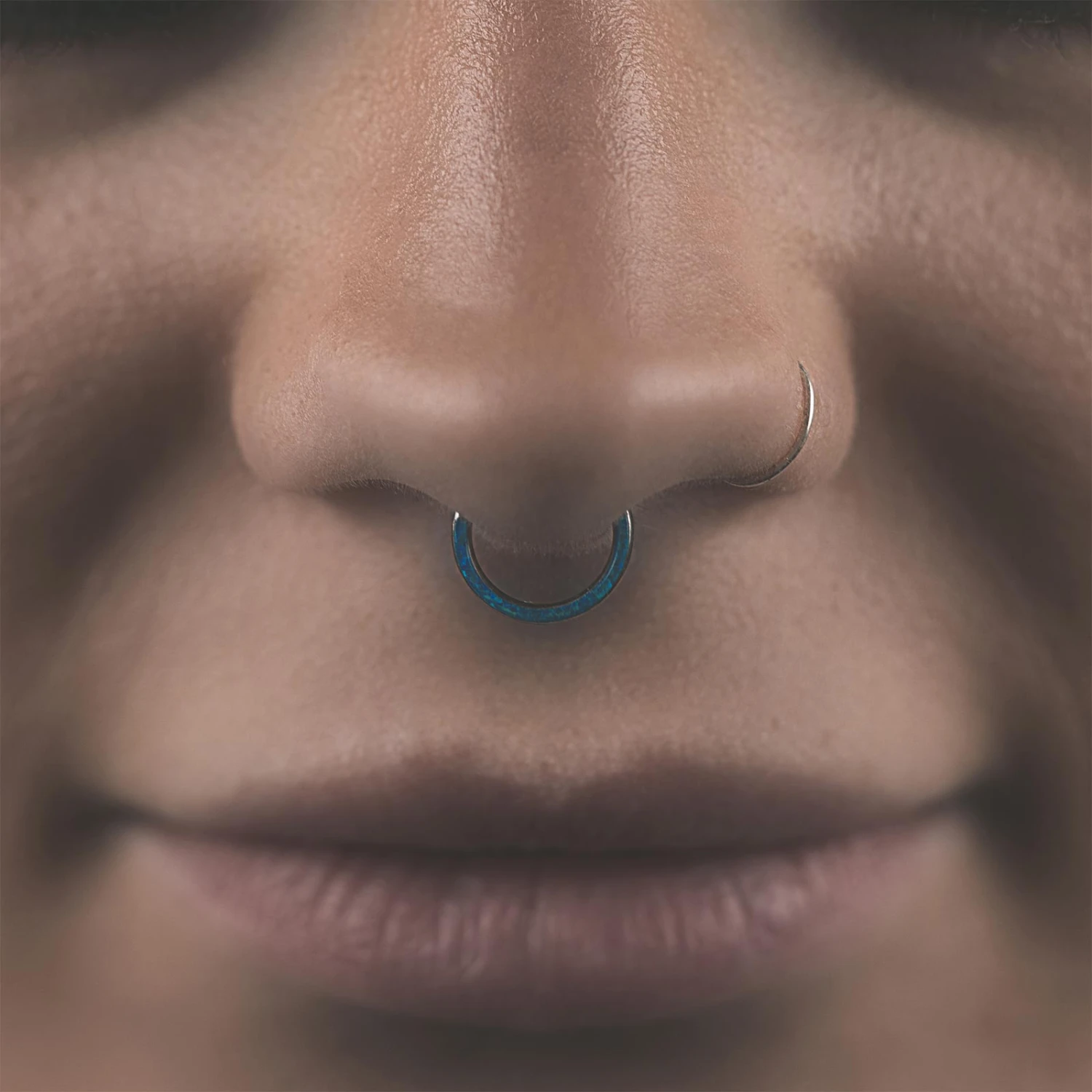 Inlaid Pacific Blue Synth Opal Titanium Septum Clicker 4 Inlaid Pacific Blue Synth Opal Titanium Septum Clicker - Image 2