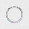 Inlaid Pink & Yellow Synth Opal Titanium Septum Clicker -Stretch It Body Jewellery inlaid pink yellow synth opal titanium septum clicker 1 web grey