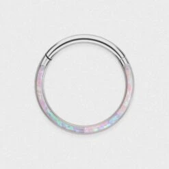 Inlaid Pink & Yellow Synth Opal Titanium Septum Clicker
