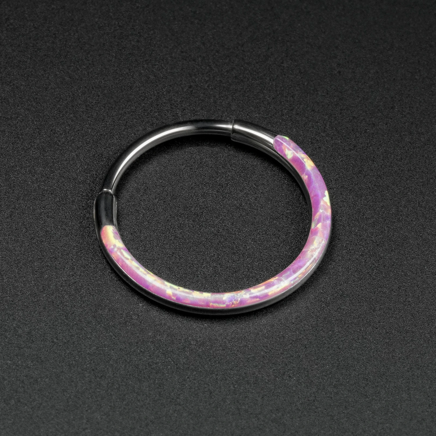 Inlaid Rose Pink Synth Opal Titanium Earring 3 Inlaid Rose Pink Synth Opal Titanium Earring