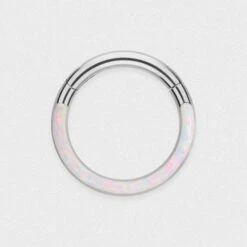Inlaid Sun & Ice Synth Opal Titanium Septum Clicker