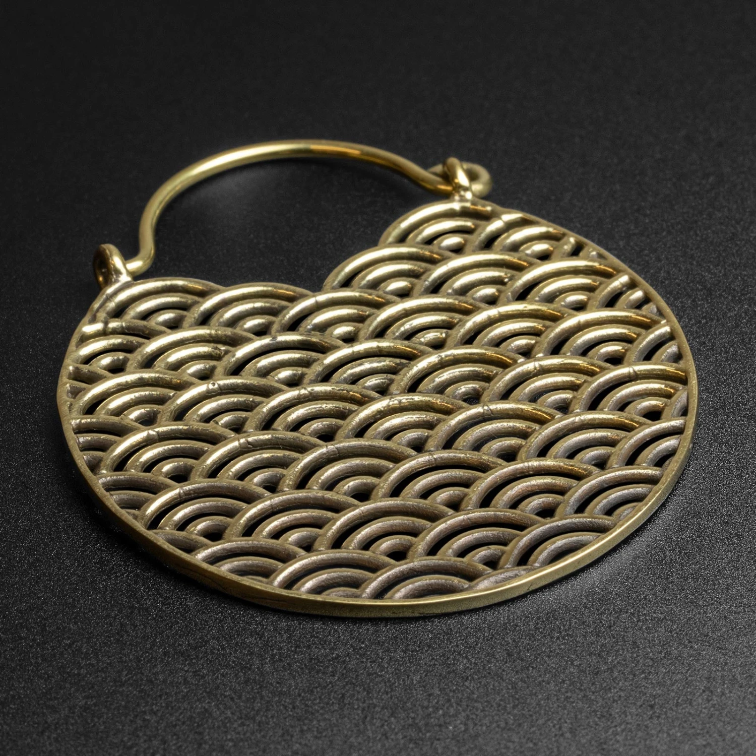 Japanese Wave Brass Plug Hoops 3 Japanese Wave Brass Plug Hoops