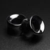 Jet Black Glass Double Flare Concave Tunnel -Stretch It Body Jewellery jet black glass double flare concave tunnel