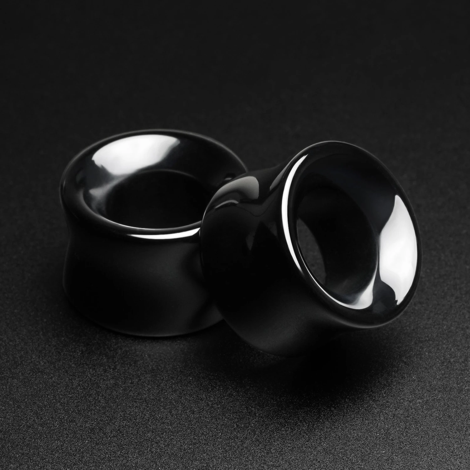 Jet Black Glass Double Flare Concave Tunnel 3 Jet Black Glass Double Flare Concave Tunnel