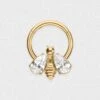 Jewelled Bumble Bee Gold PVD Titanium Septum Clicker