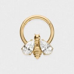 Jewelled Bumble Bee Gold PVD Titanium Septum Clicker