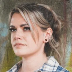 Light Skin Tone Silicone Double Flare Tunnel -Stretch It Body Jewellery light skin tone silicone double flare tunnel model shot close up