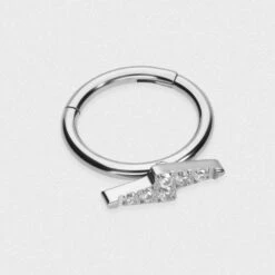 Lightning Bolt Bejewelled Titanium Hinged Segment Ring