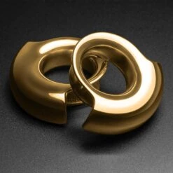 Lobe Cuff Gold PVD Double Flare Ear Weight