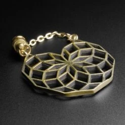 Seed Of Life Magnetic Brass Plug Hoops