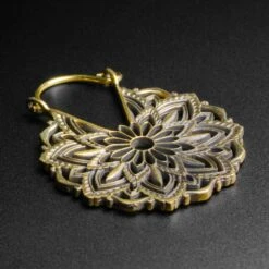 Mandala Brass Mini Plug Hoops