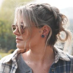 Moondevite Double Flare Stone Plug -Stretch It Body Jewellery moondevite double flare stone plug model shot