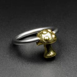 Mushroom Brass & Surgical Steel BCR Ball Closure Ring