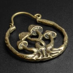 Mushroom Brass Plug Hoops