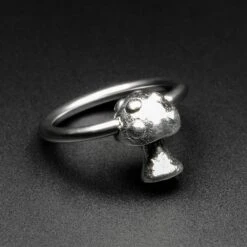 Mushroom White Brass & Surgical Steel BCR Ball Closure Ring