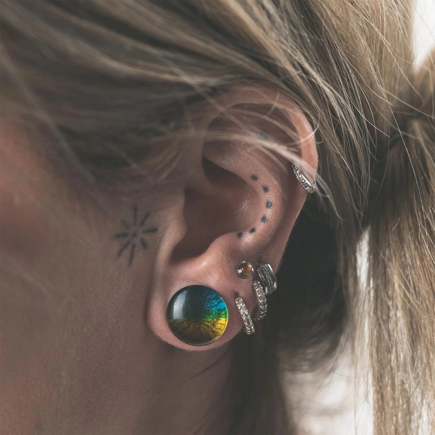 Ocean Dichroic Style Glass Double Flare Plug 4 Ocean Dichroic Style Glass Double Flare Plug - Image 2