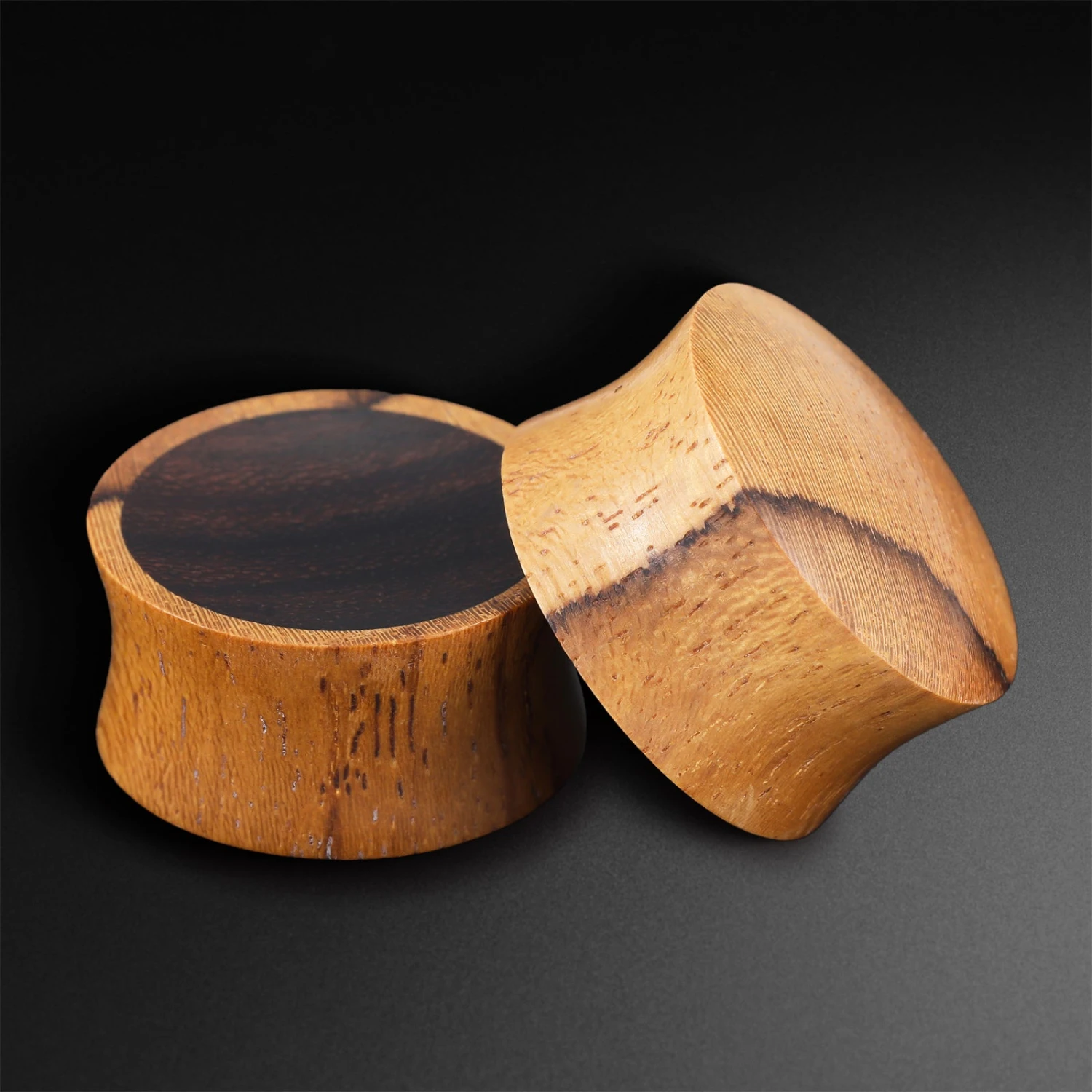 Olive Wood Double Flare Concave Plug With Sono Wood Inlay 3 Olive Wood Double Flare Concave Plug With Sono Wood Inlay