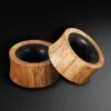 Olive Wood Double Flare Concave Tunnel With Black Areng Wood Inlay -Stretch It Body Jewellery olive wood double flare concave tunnel with black areng wood inlay