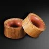 Olive Wood Double Flare Concave Tunnel With Saba Wood Inlay -Stretch It Body Jewellery olive wood double flare concave tunnel with saba wood inlay