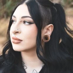 Olive Wood Single Flare Concave Tunnel -Stretch It Body Jewellery olive wood single flare concave tunnel model shot