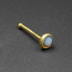 Opalite Brass Nose Stud (Nose Bone)
