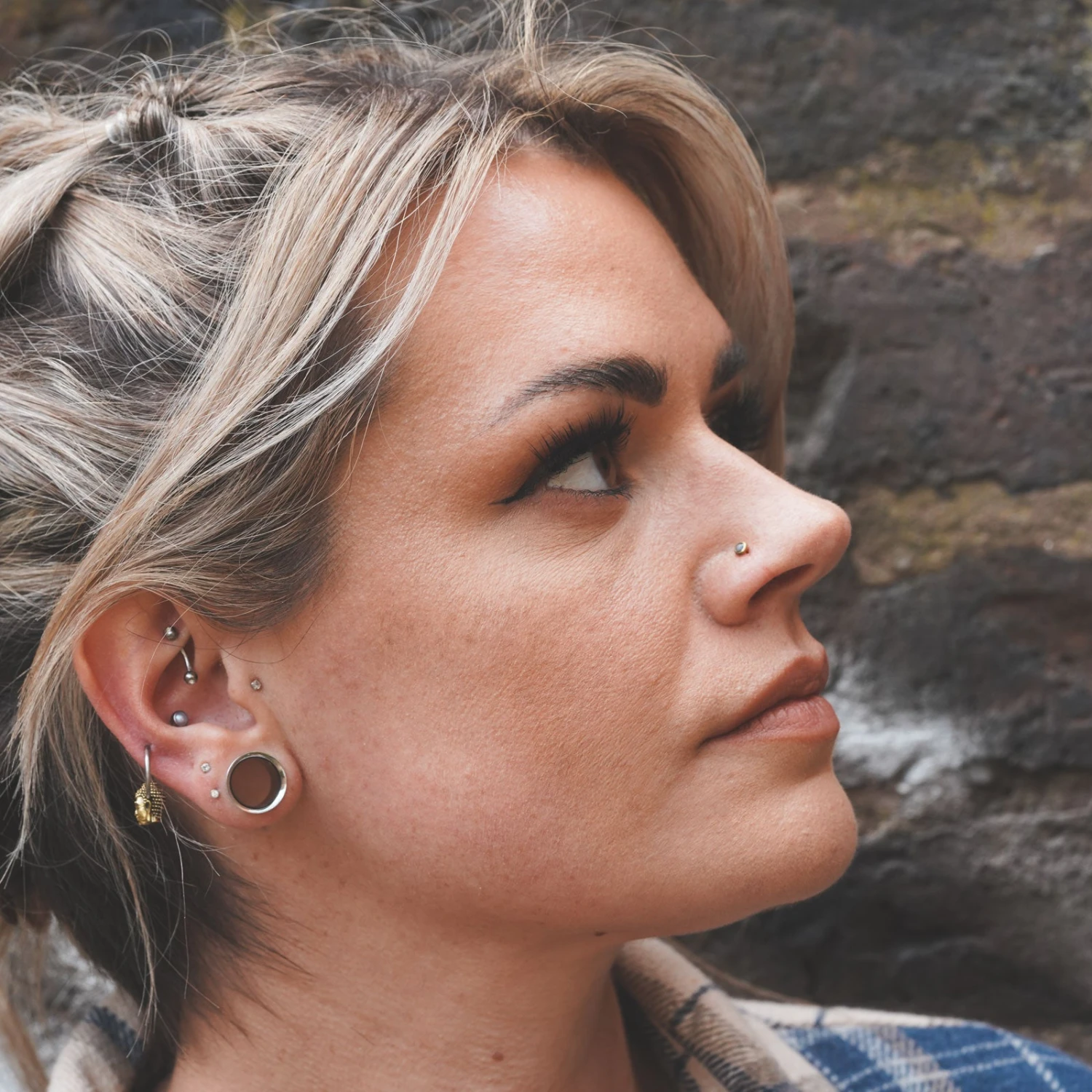 Opalite Brass Nose Stud (Nose Bone) 4 Opalite Brass Nose Stud (Nose Bone) - Image 2