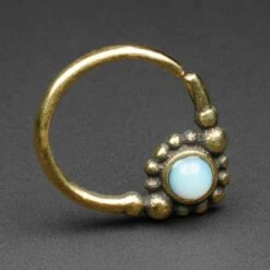 Opalite Drop & Brass Seamless Septum Ring