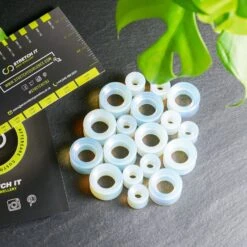 Opalite Double Flare Concave Tunnel 9 Opalite Double Flare Concave Tunnel -Stretch It Body Jewellery opalite double flare concave stone tunnel groupshot