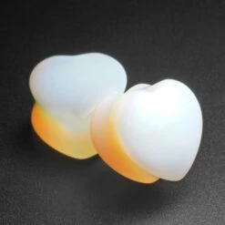 Heart Double Flare Stone Plug Bundle One -Stretch It Body Jewellery opalite heart shaped plug double 07348d77 c039 429f a1a2 3afe21aa69b3