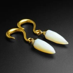 Opalite Faceted Pendant With Gold PVD Hook Mini Ear Weight