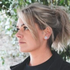 Opalite Single Flare Convex Plug 10 Opalite Single Flare Convex Plug -Stretch It Body Jewellery opalite single flare plug model shot