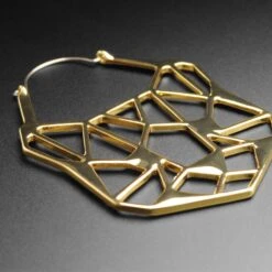 Geometric Panther Gold Plug Hoops