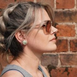 Peace Jade Single Flare Convex Stone Plug -Stretch It Body Jewellery peace jade single flare convex stone plug model shot