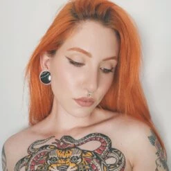 Picasso Jasper Double Flare Convex Stone Plug -Stretch It Body Jewellery picasso jasper double flare convex stone plug model shot