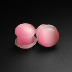 Pink Cat's Eye Glass Single Flare Convex Plug