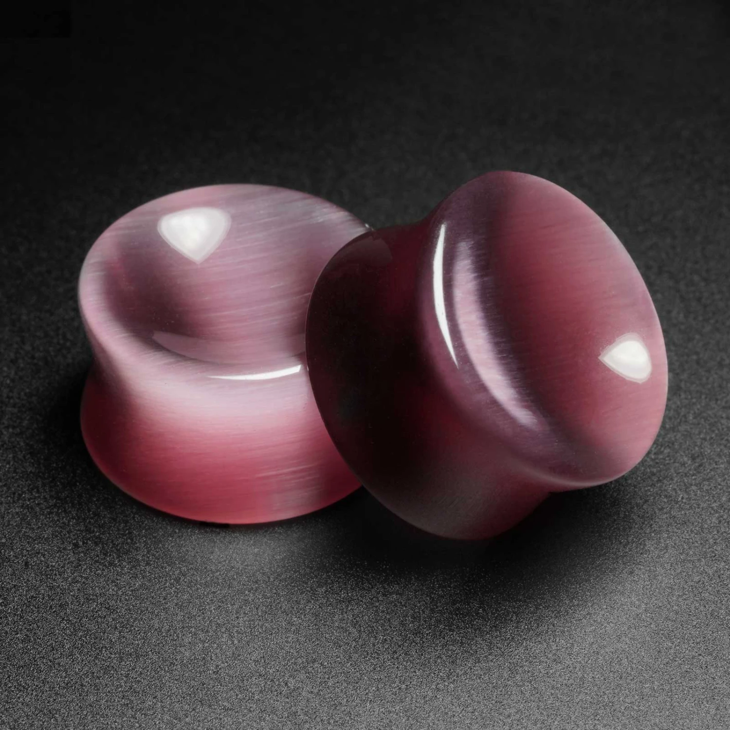Purple Cat's Eye Glass Double Flare Concave Plug 3 Purple Cat's Eye Glass Double Flare Concave Plug