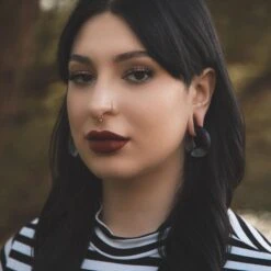 Purple & Clear Matte Glass Ear Weight -Stretch It Body Jewellery purple clear matte glass ear weight model shot