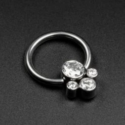 Quad Jewelled Titanium BCR Ball Closure Ring