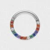 Rainbow Bejewelled Titanium Hinged Segment Ring -Stretch It Body Jewellery rainbow bejewelled titanium hinged segment ring 1 web grey