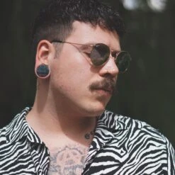 Rainbow Fluorite Double Flare Stone Plug -Stretch It Body Jewellery rainbow fluorite double flare stone plug model shot