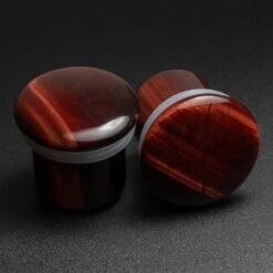 Red Tiger's Eye Single Flare Convex Stone Plug