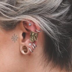 Regal Brass Ear Cuff -Stretch It Body Jewellery regal brass ear cuff model shot