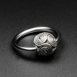 Repeating Circles White Brass & Surgical Steel BCR Ball Closure Ring