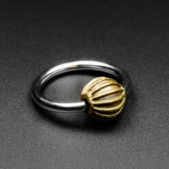 Ridged Ball Brass & Surgical Steel BCR Ball Closure Ring