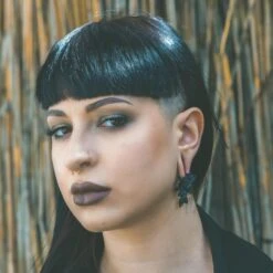 Rose And Vine Black PVD Ear Weight -Stretch It Body Jewellery rose and vine black pvd ear weight model shot