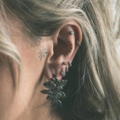 Rose And Vine Surgical Steel Ear Weight 6 Rose And Vine Surgical Steel Ear Weight -Stretch It Body Jewellery rose and vine surgical steel ear weight model shot