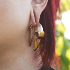 Rose Gold PVD Bird Skull Ear Weight -Stretch It Body Jewellery rose gold pvd bird skull ear weight model weight close up