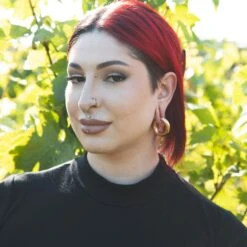 Rose Gold PVD Magnetic Hoop Ear Weight -Stretch It Body Jewellery rose gold pvd magnetic hoop ear weight model shot