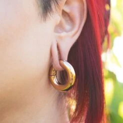 Rose Gold PVD Magnetic Hoop Ear Weight -Stretch It Body Jewellery rose gold pvd magnetic hoop ear weight model shot close up