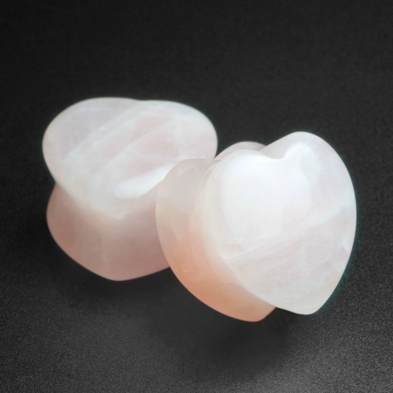 Rose Quartz Heart Shaped Double Flare Stone Plug 3 Rose Quartz Heart Shaped Double Flare Stone Plug